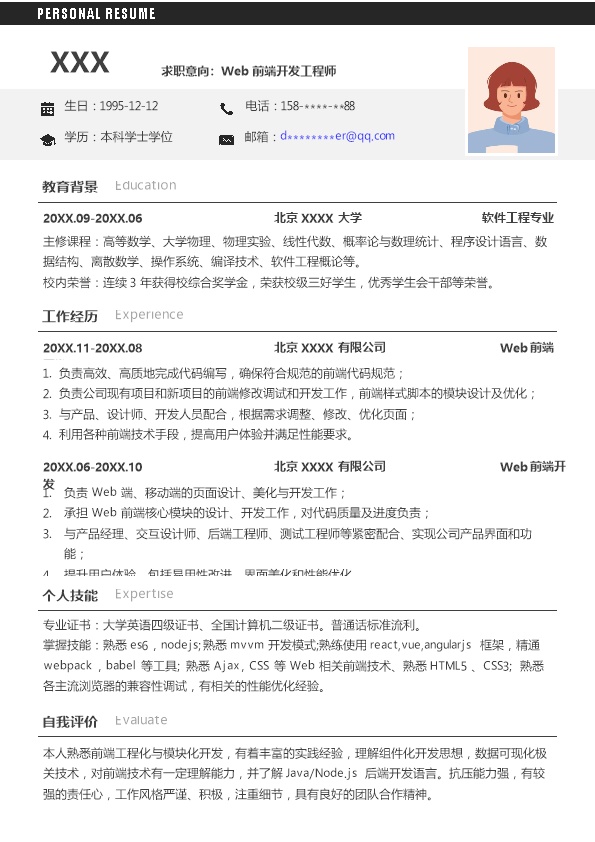 6725_计算机软件开发程序设计类岗位求职简历模板  - 软件开发简历模板